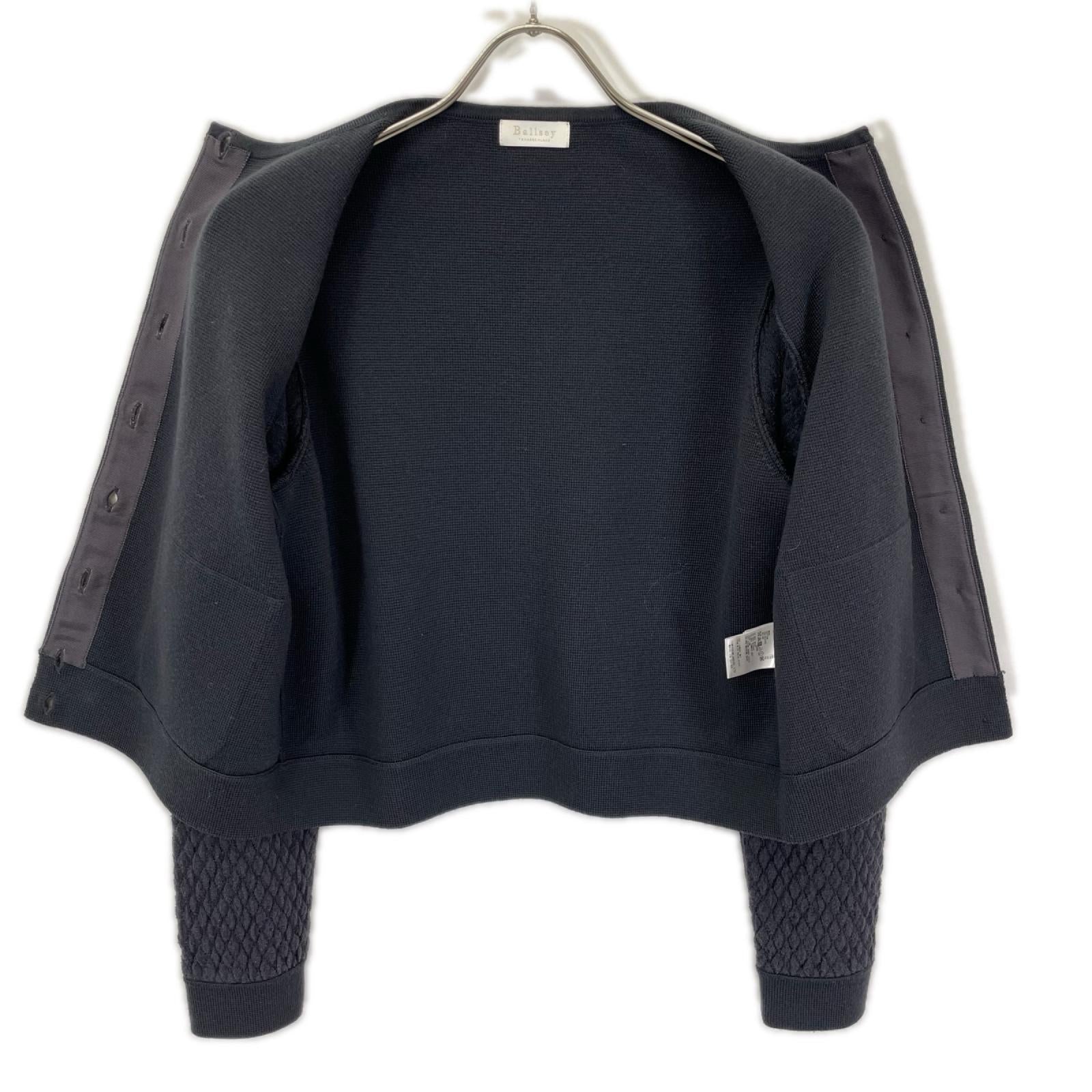 BALLSEY ボールジー 11-02-24-02103 グレー ウールコットンパールコンビ クルーネックカーディガン トップス