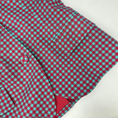 PRADA プラダ P577A S132 レッド×ターコイズ ギンガムチェック テーラードジャケット ジャケット