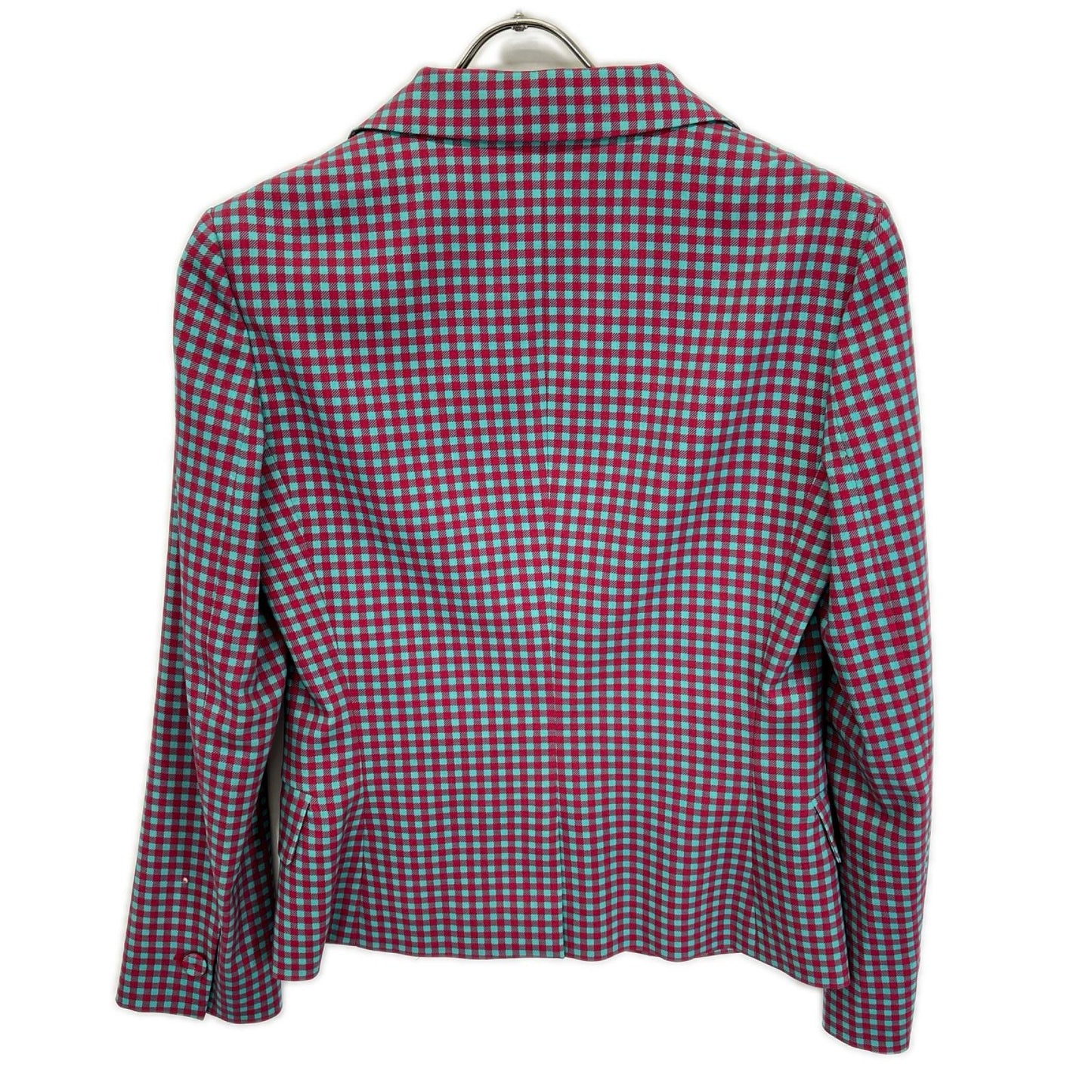 PRADA プラダ P577A S132 レッド×ターコイズ ギンガムチェック テーラードジャケット ジャケット
