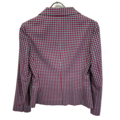PRADA プラダ P577A S132 レッド×ターコイズ ギンガムチェック テーラードジャケット ジャケット