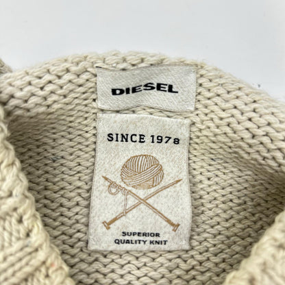 DIESEL ディーゼル アイボリー コットン混 マルチカラーデザイン クルーネックニット トップス