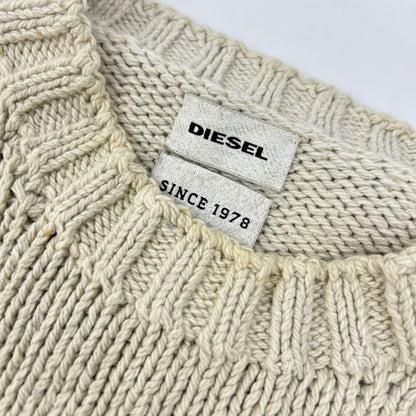 DIESEL ディーゼル アイボリー コットン混 マルチカラーデザイン クルーネックニット トップス