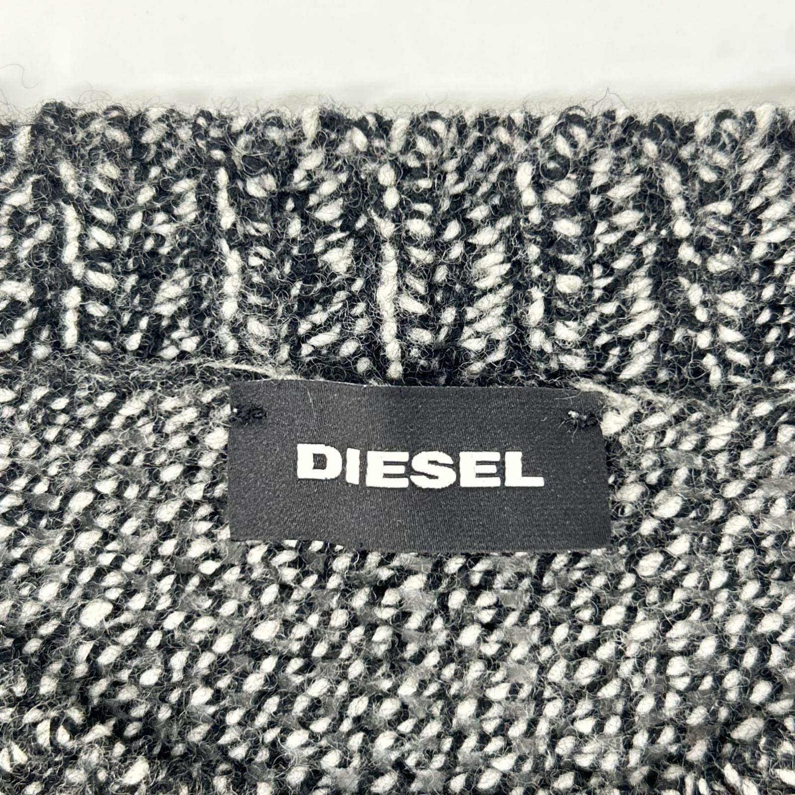 DIESEL ディーゼル グレー×オレンジ ダイヤモンドパターン クルーネックニット トップス