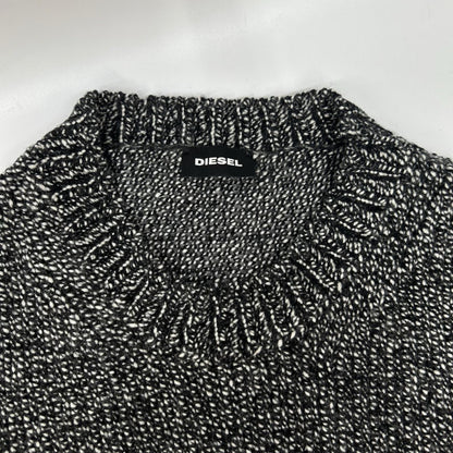 DIESEL ディーゼル グレー×オレンジ ダイヤモンドパターン クルーネックニット トップス