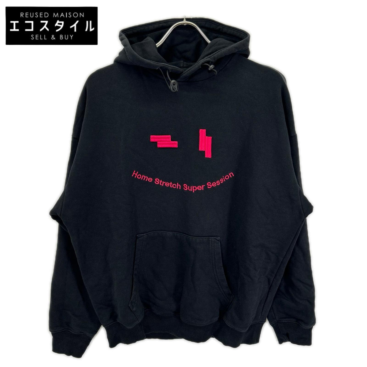 DIESEL ディーゼル ブラック×ピンク コットン 刺繍パーカー トップス