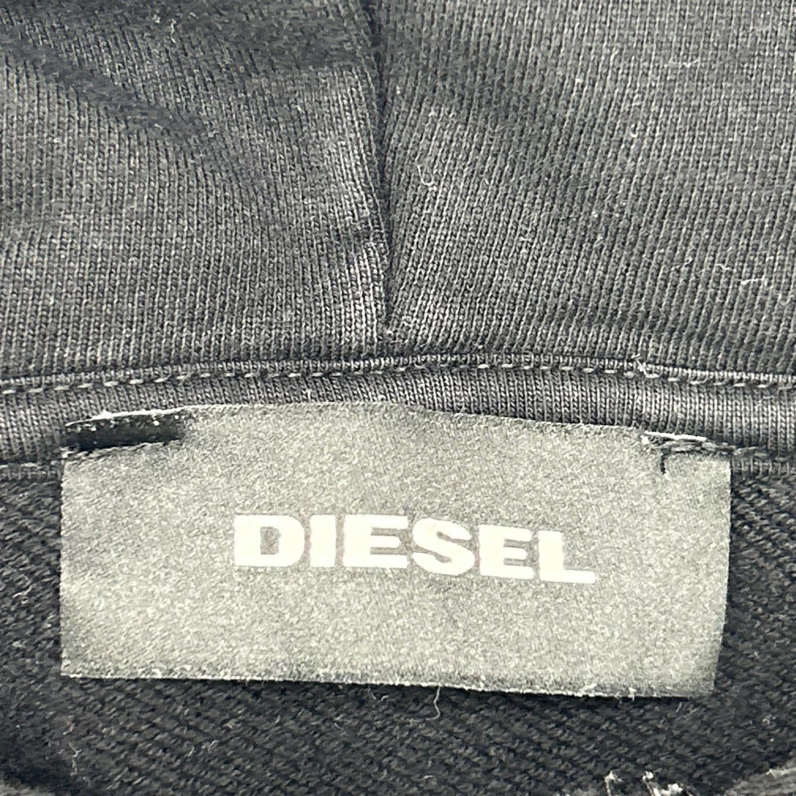 DIESEL ディーゼル ブラック×ピンク コットン 刺繍パーカー トップス
