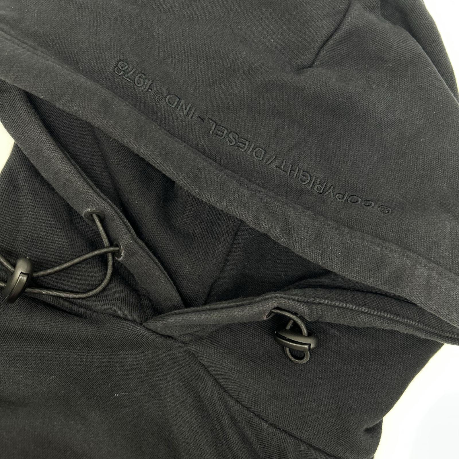 DIESEL ディーゼル ブラック×ピンク コットン 刺繍パーカー トップス