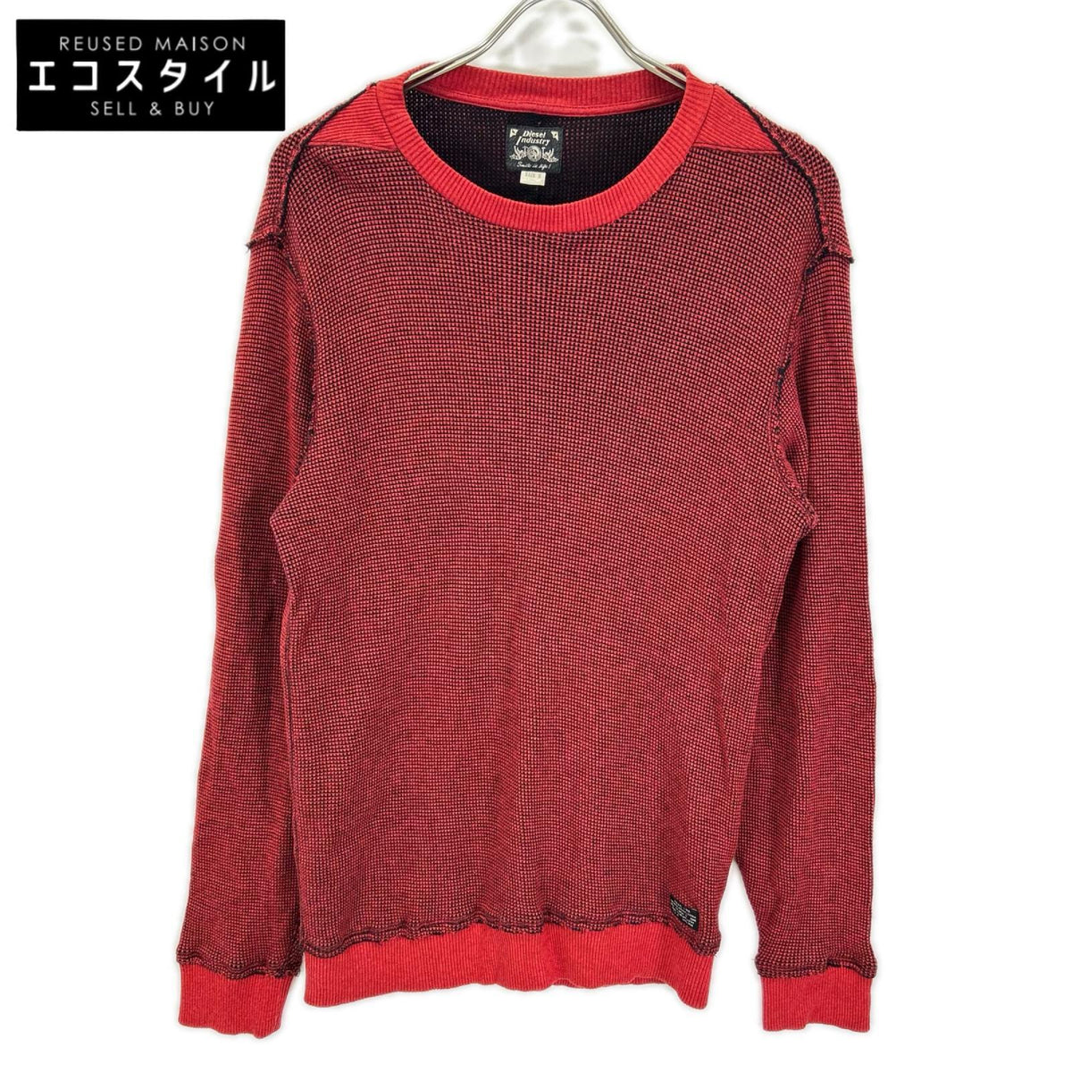 DIESEL ディーゼル 00s レッド×ブラック アーカイブ サーマルL/Sシャツ トップス