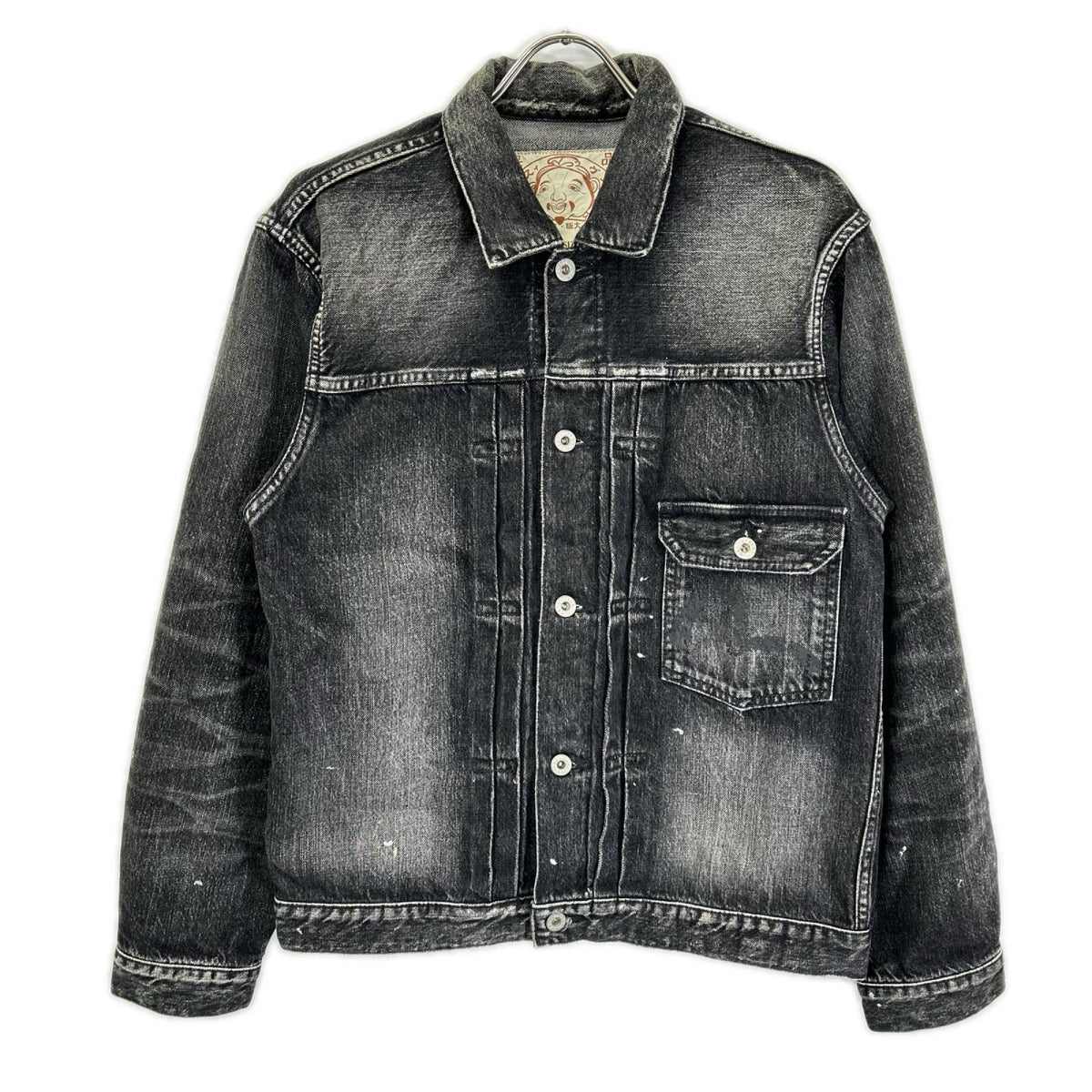 EVISU Evisu 2ESEJM5DJ6003XXDN black seagull-print regular-fit denim trucker jacket jacket