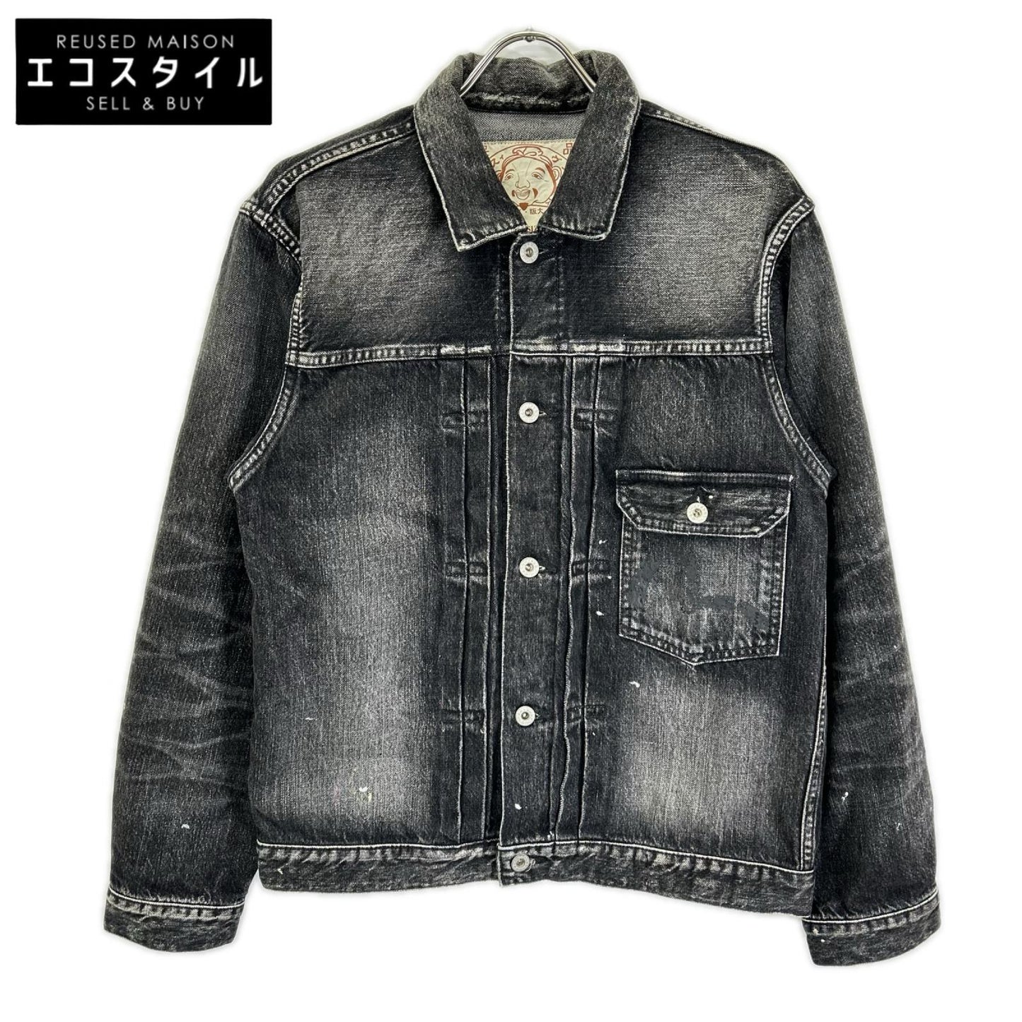 EVISU エヴィス 2ESEJM5DJ6003XXDN ブラック カモメプリント レギュラーフィット デニムトラッカージャケット ジャケット