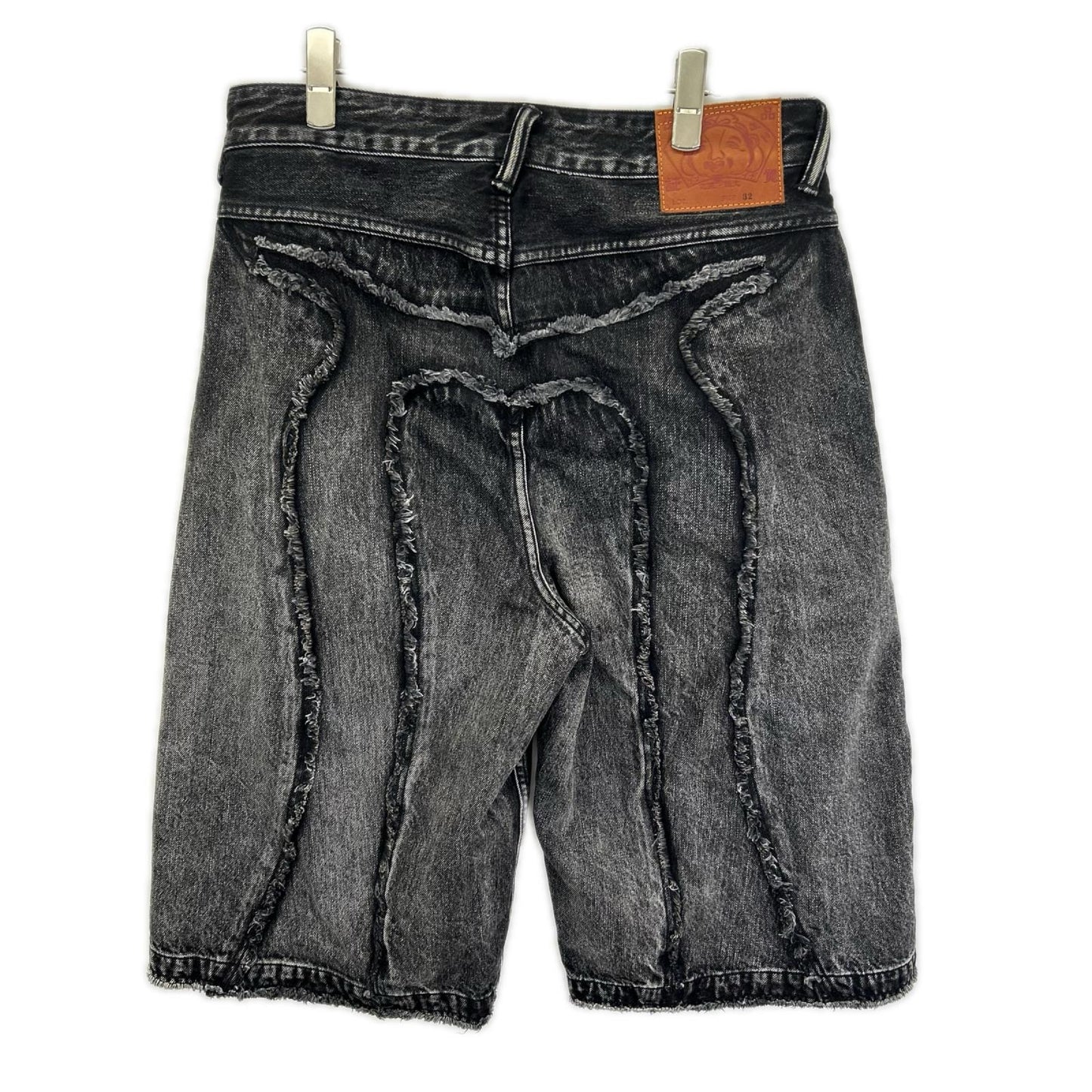 EVISU エヴィス 2EAHTM5DS7007FFDN ブラック ディストレスド大黒プリント ファッションフィット デニムショーツ パンツ ボトムス