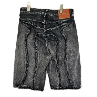 EVISU エヴィス 2EAHTM5DS7007FFDN ブラック ディストレスド大黒プリント ファッションフィット デニムショーツ パンツ ボトムス