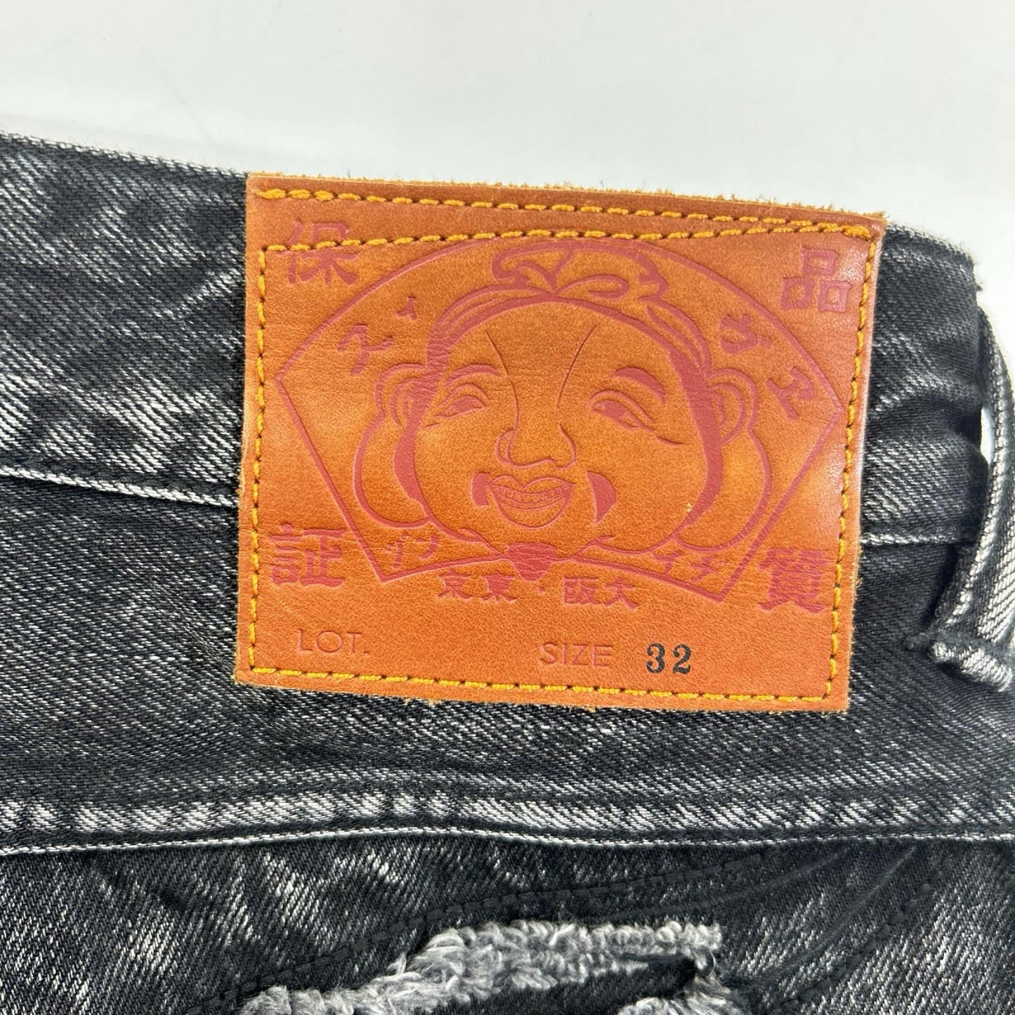 EVISU エヴィス 2EAHTM5DS7007FFDN ブラック ディストレスド大黒プリント ファッションフィット デニムショーツ パンツ ボトムス