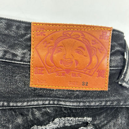 EVISU エヴィス 2EAHTM5DS7007FFDN ブラック ディストレスド大黒プリント ファッションフィット デニムショーツ パンツ ボトムス