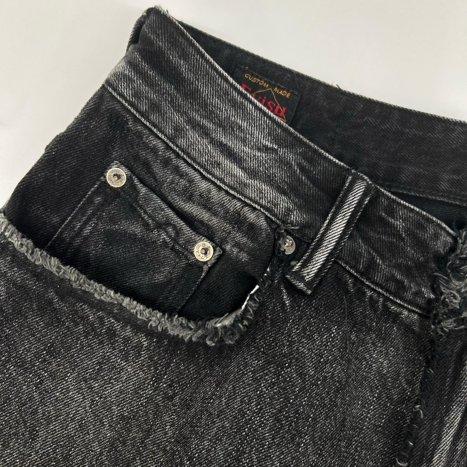 EVISU エヴィス 2EAHTM5DS7007FFDN ブラック ディストレスド大黒プリント ファッションフィット デニムショーツ パンツ ボトムス