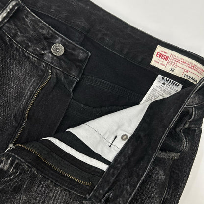 EVISU エヴィス 2EAHTM5DS7007FFDN ブラック ディストレスド大黒プリント ファッションフィット デニムショーツ パンツ ボトムス