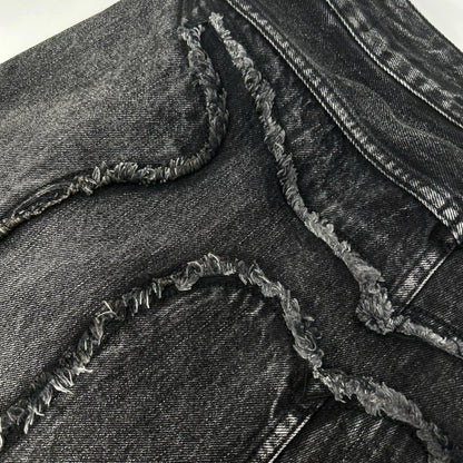EVISU エヴィス 2EAHTM5DS7007FFDN ブラック ディストレスド大黒プリント ファッションフィット デニムショーツ パンツ ボトムス
