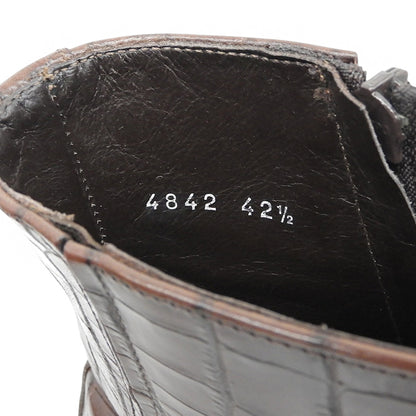 ANTONIO MAURIZI アントニオマウリッツィ 型押し レザー ブーツ シューズ メンズ ブラウン 42 1/2 シューズ