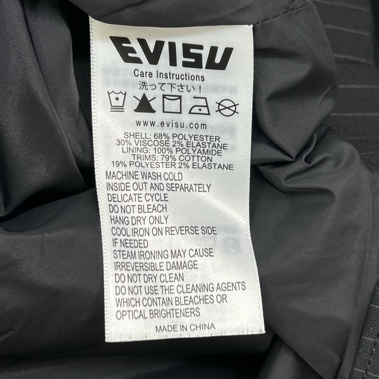 EVISU エヴィス ブラック ロゴとスローガン刺繍 レギュラーフィットストライプスーツコーチジャケット ジャケット