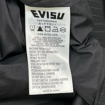 EVISU エヴィス ブラック ロゴとスローガン刺繍 レギュラーフィットストライプスーツコーチジャケット ジャケット