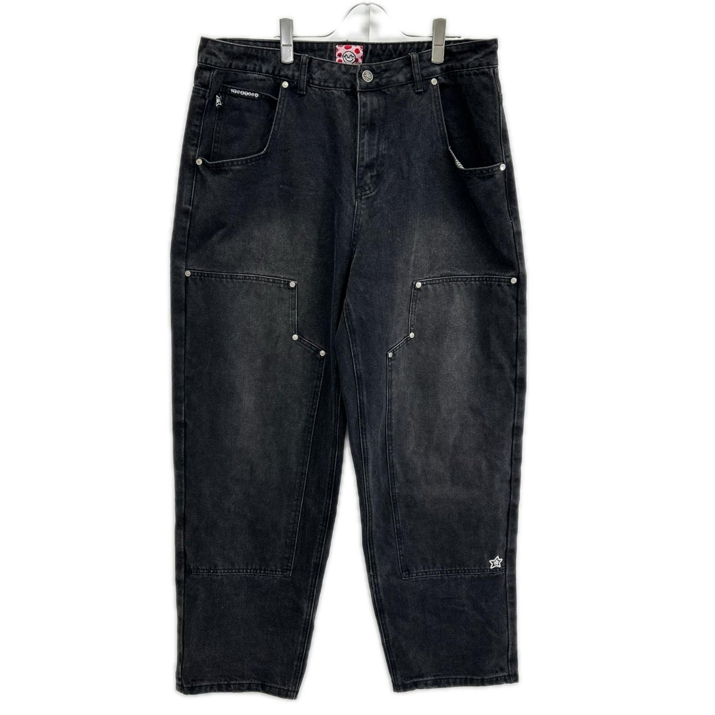 STAR TEAM スターチーム ブラック フェード加工 Double Knee Star Jean デニムパンツ ボトムス