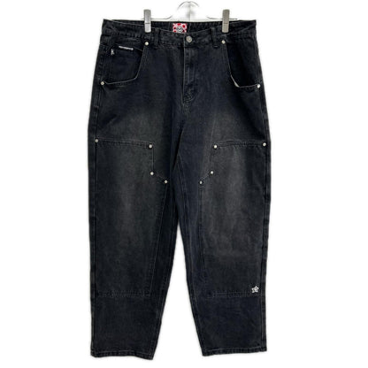 STAR TEAM スターチーム ブラック フェード加工 Double Knee Star Jean デニムパンツ ボトムス