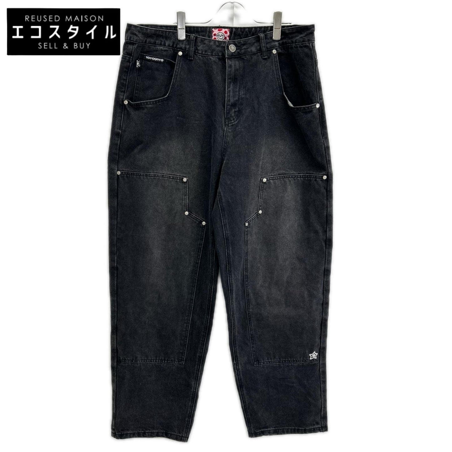STAR TEAM スターチーム ブラック フェード加工 Double Knee Star Jean デニムパンツ ボトムス