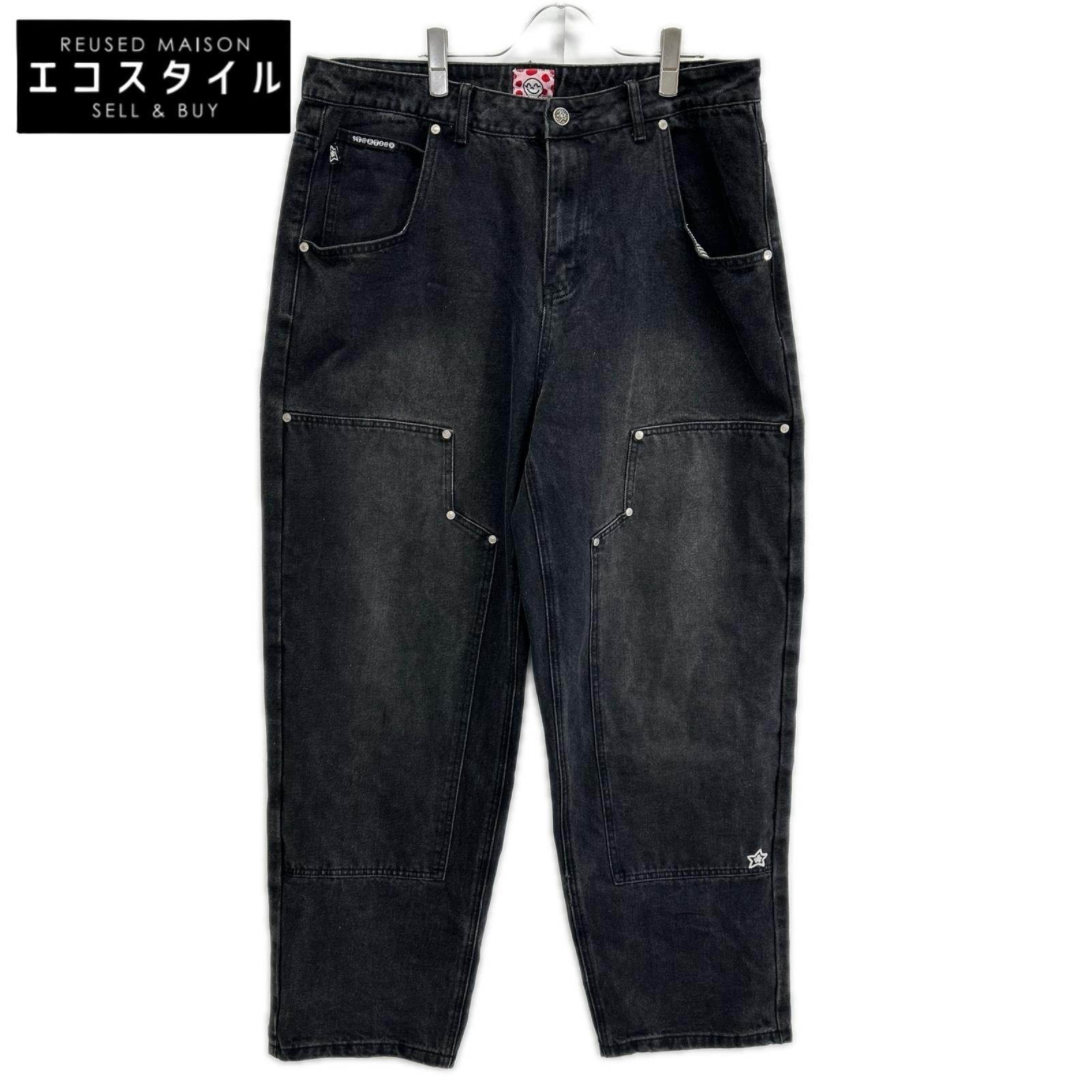 STAR TEAM スターチーム ブラック フェード加工 Double Knee Star Jean デニムパンツ ボトムス