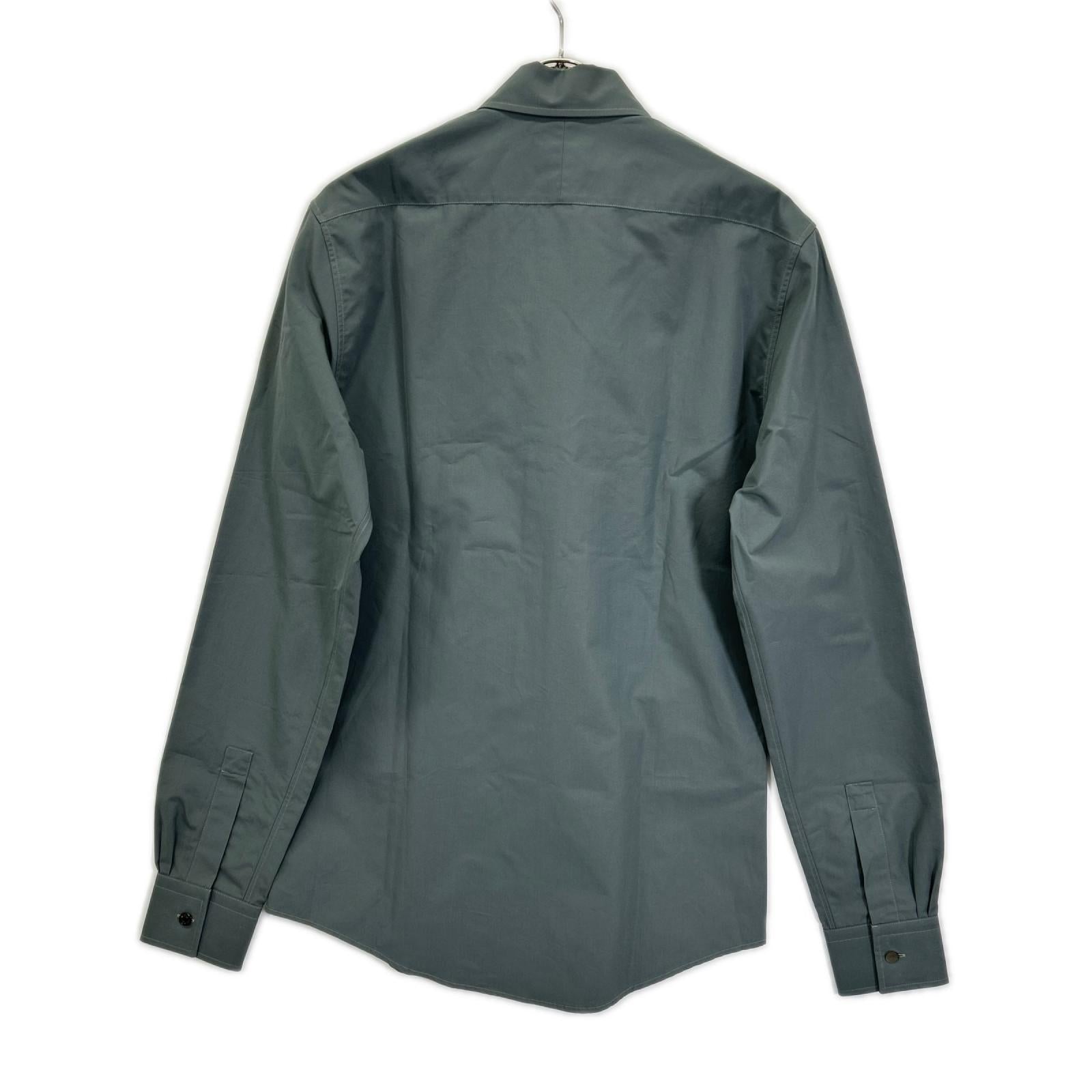 HERMES エルメス 92-5617 グレー ハーフジップ コットン 長袖シャツ トップス
