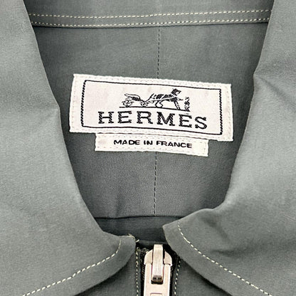 HERMES エルメス 92-5617 グレー ハーフジップ コットン 長袖シャツ トップス