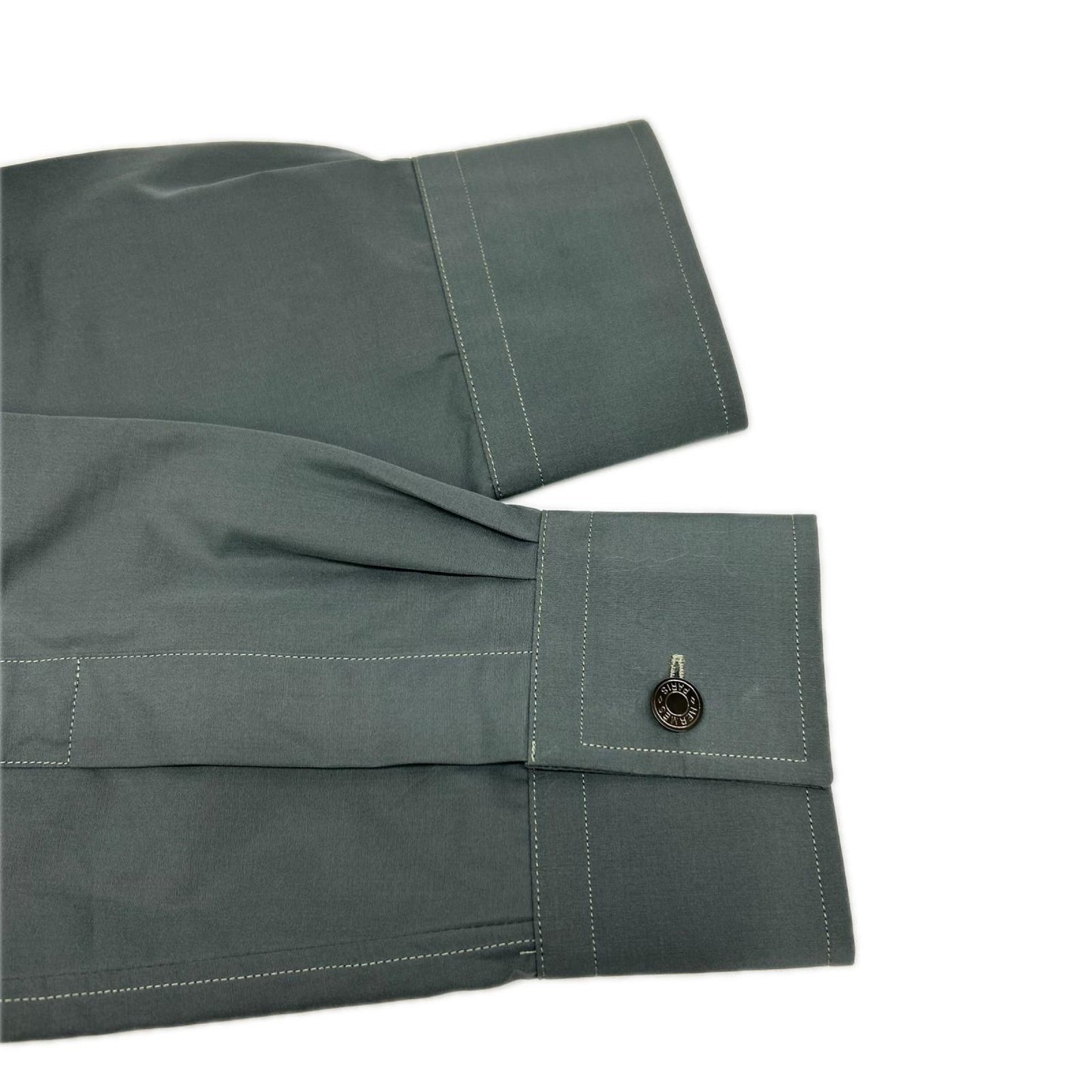 HERMES エルメス 92-5617 グレー ハーフジップ コットン 長袖シャツ トップス