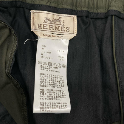 HERMES エルメス 01-5409 カーキ イージー センタープレス ジップスリット ジョガーパンツ ボトムス