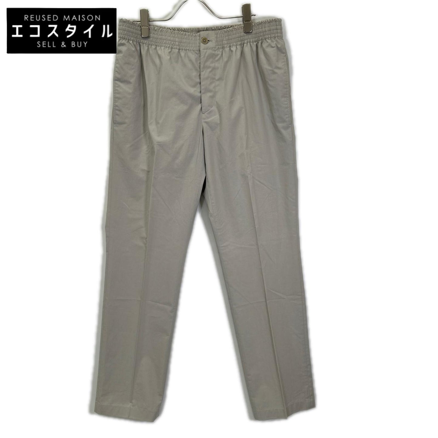 HERMES エルメス 01-5409 ライトグレー イージー ボタンフライ センタープレス スラックス ボトムス