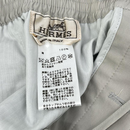 HERMES エルメス 01-5409 ライトグレー イージー ボタンフライ センタープレス スラックス ボトムス