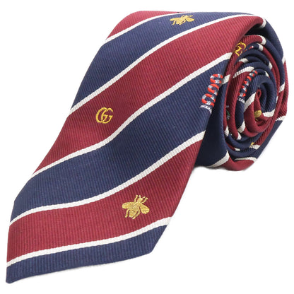 GUCCI グッチ 【美品/国内正規】GGロゴ シンボルモチーフ ストライプ シルク ネクタイ