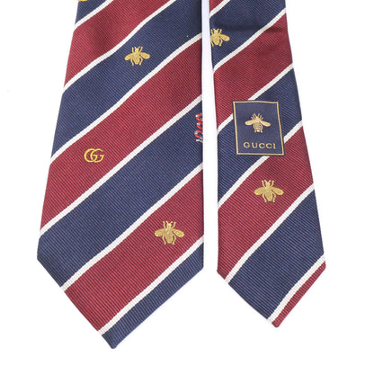 GUCCI グッチ 【美品/国内正規】GGロゴ シンボルモチーフ ストライプ シルク ネクタイ