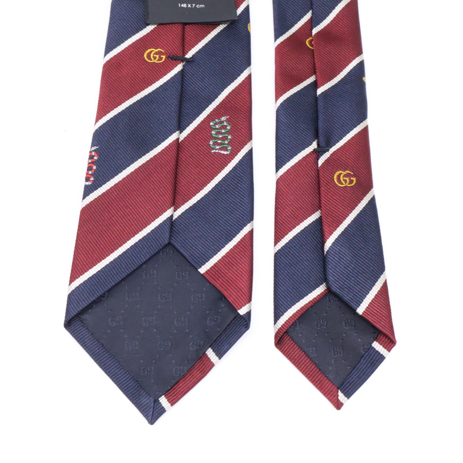 GUCCI グッチ 【美品/国内正規】GGロゴ シンボルモチーフ ストライプ シルク ネクタイ