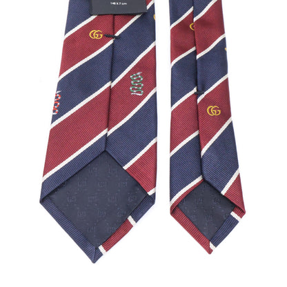 GUCCI グッチ 【美品/国内正規】GGロゴ シンボルモチーフ ストライプ シルク ネクタイ