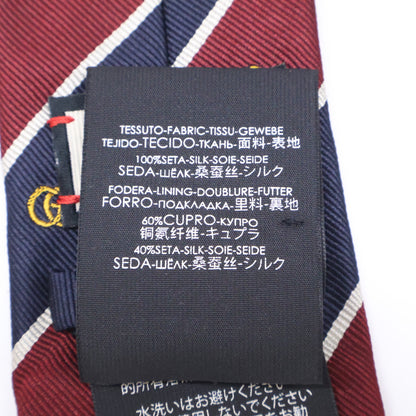 GUCCI グッチ 【美品/国内正規】GGロゴ シンボルモチーフ ストライプ シルク ネクタイ