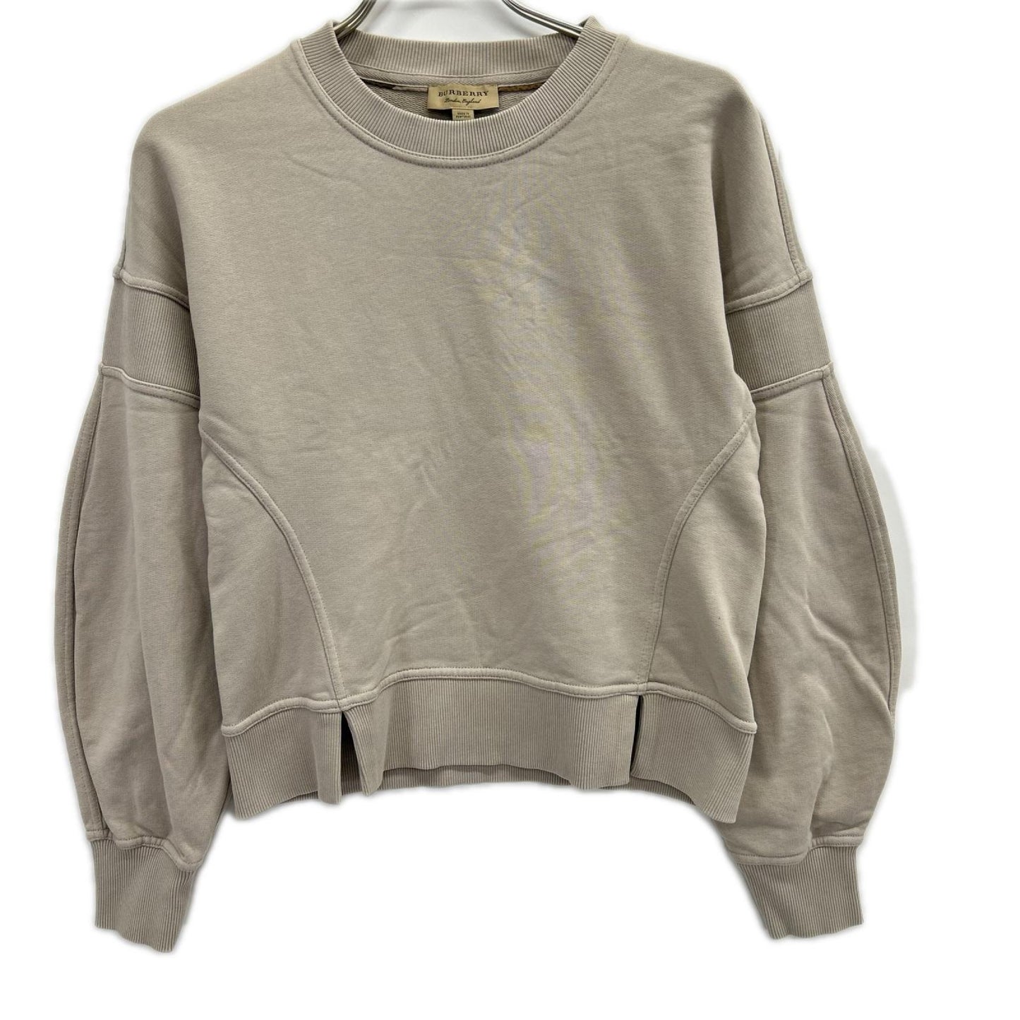 BURBERRY バーバリー 4056178b グレージュ コットン クルーネック リブデザイン スウェット トップス