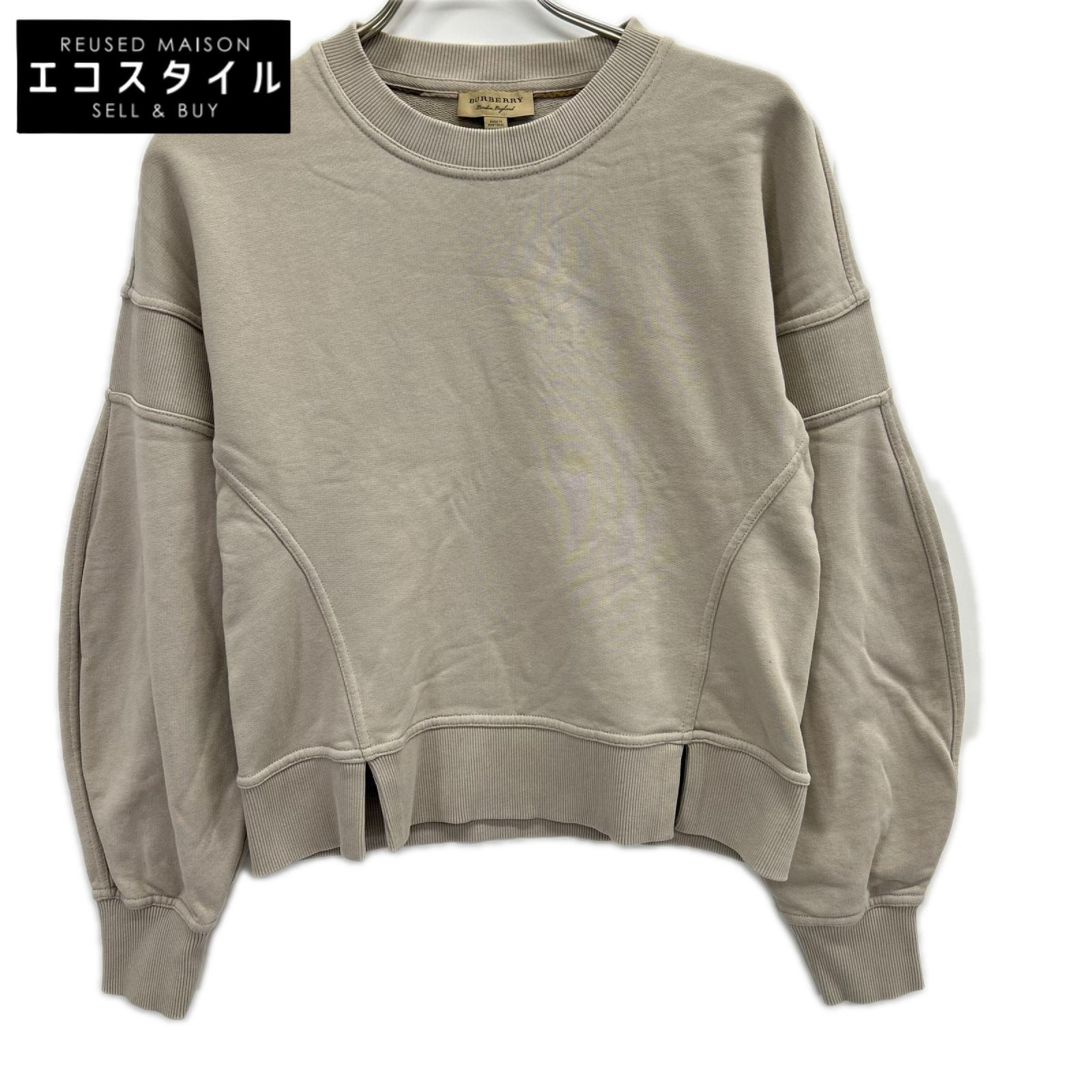 BURBERRY バーバリー 4056178b グレージュ コットン クルーネック リブデザイン スウェット トップス