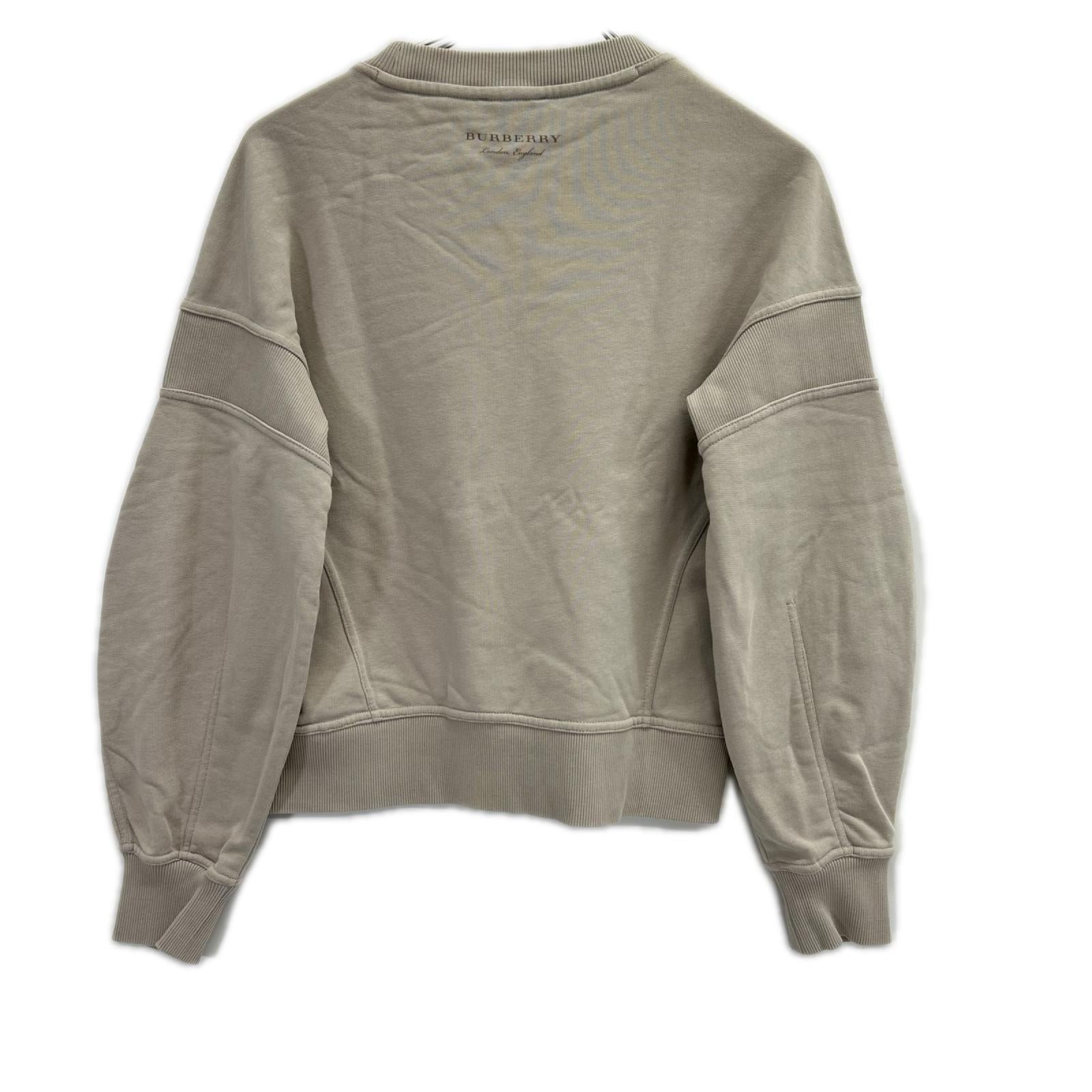 BURBERRY バーバリー 4056178b グレージュ コットン クルーネック リブデザイン スウェット トップス