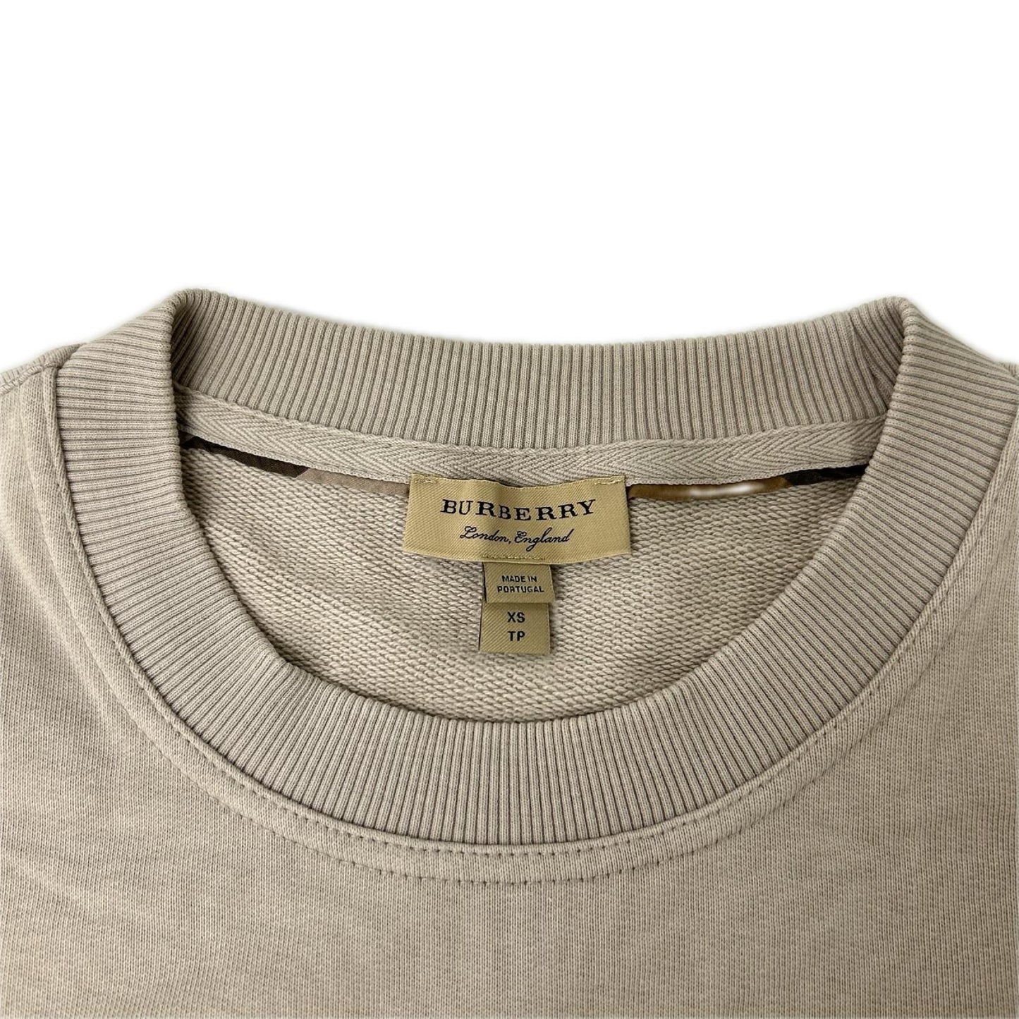 BURBERRY バーバリー 4056178b グレージュ コットン クルーネック リブデザイン スウェット トップス
