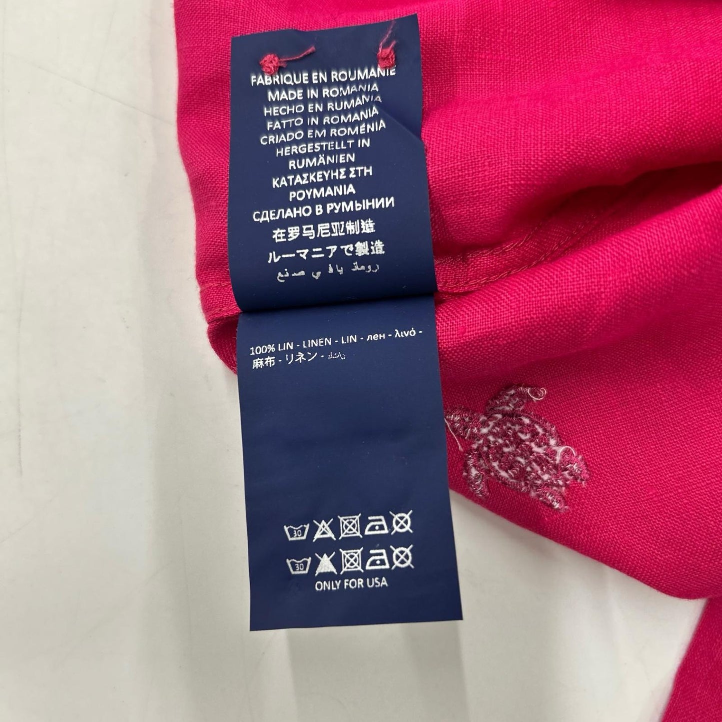 ピンク リネン100 長袖 シャツ トップス