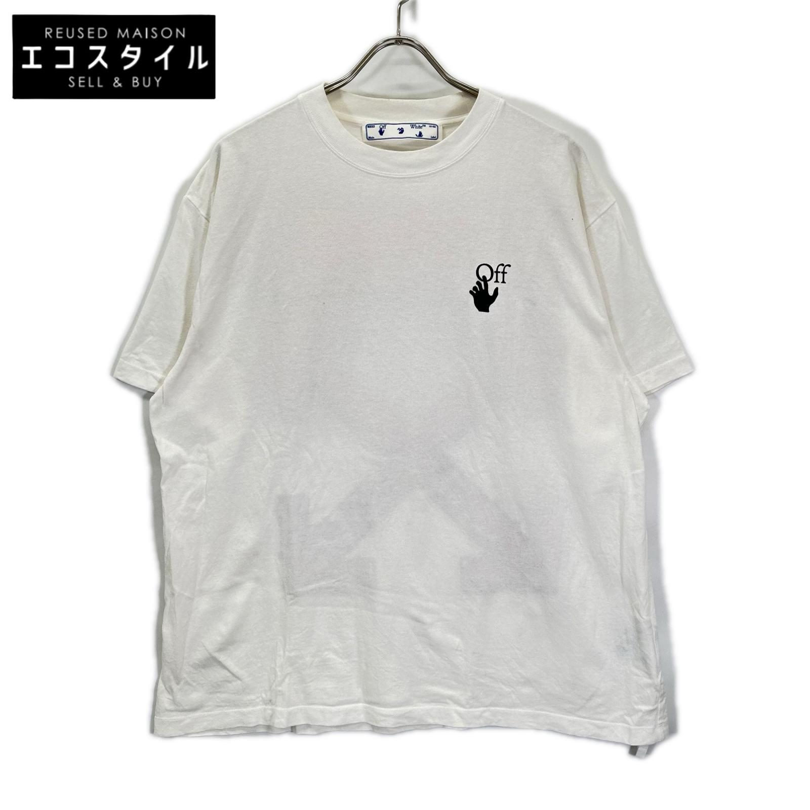 OFF-WHITE オフホワイト OMMA038R21JER002 ホワイト マーカーバックアローロゴプリント Tシャツ トップス