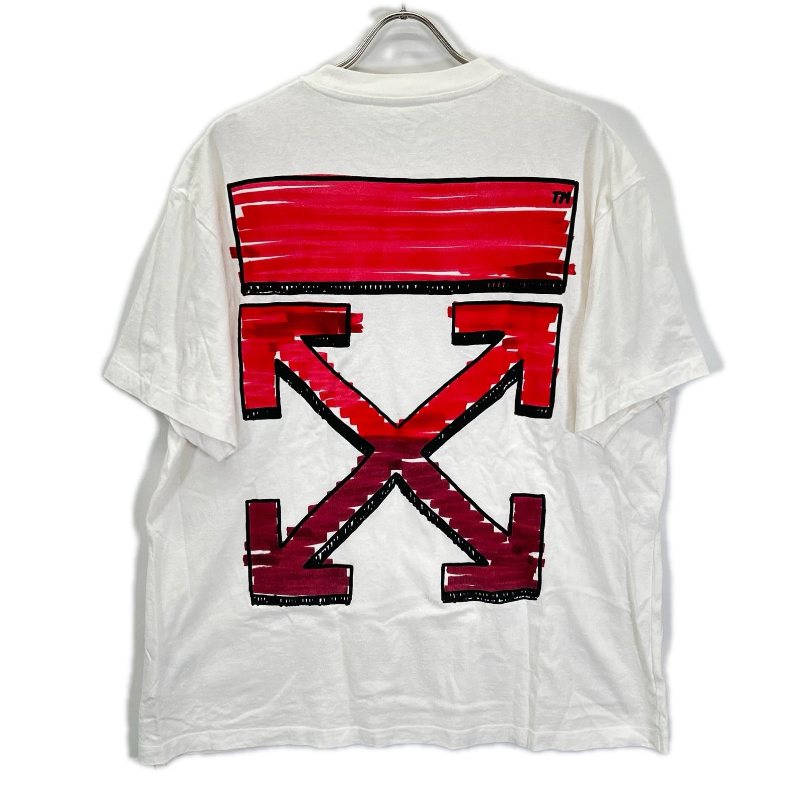 OFF-WHITE オフホワイト OMMA038R21JER002 ホワイト マーカーバックアローロゴプリント Tシャツ トップス
