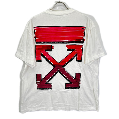 OFF-WHITE オフホワイト OMMA038R21JER002 ホワイト マーカーバックアローロゴプリント Tシャツ トップス
