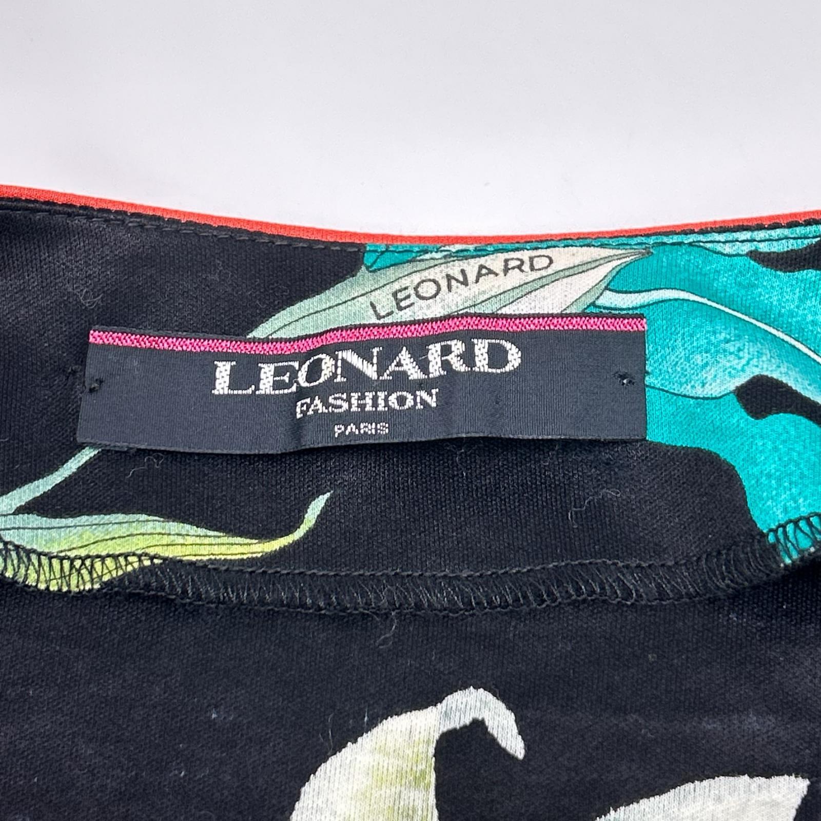 LEONARD レオナール 0339113 ブラック フラワープリント コットン カーディガン トップス