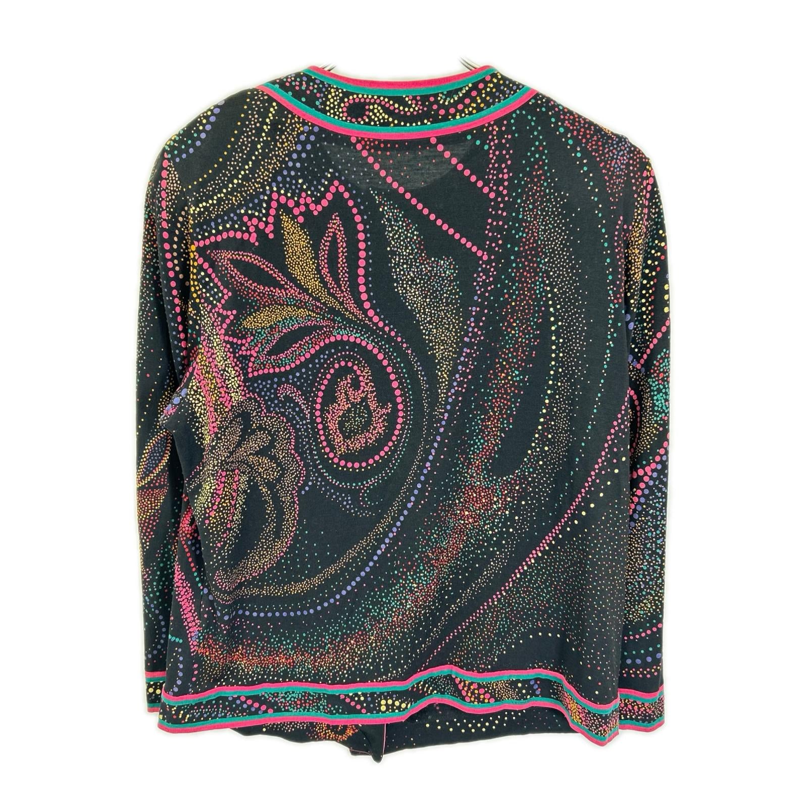 LEONARD レオナール 0349128 ブラック 総柄 ウール×シルク カーディガン トップス