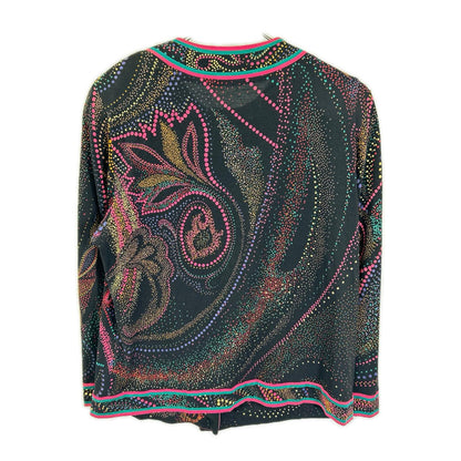 LEONARD レオナール 0349128 ブラック 総柄 ウール×シルク カーディガン トップス